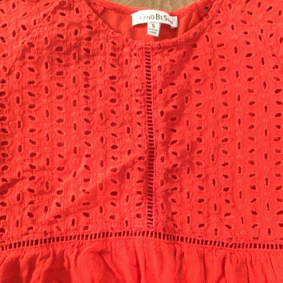 See and Be Seen Orange/Red Lace top size small - Picture 3 of 7